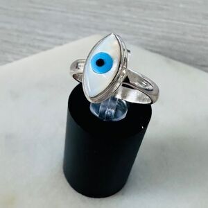Evil Eye Composite Shell And Turquoise Sterling Silver Ring